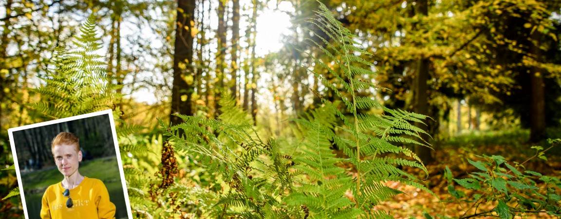 Wandelexpert Fien en bosfoto Flossendellewandeling