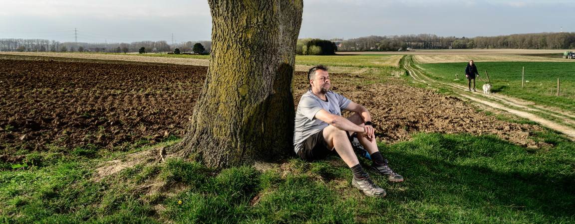 Koen rust uit tegen boom